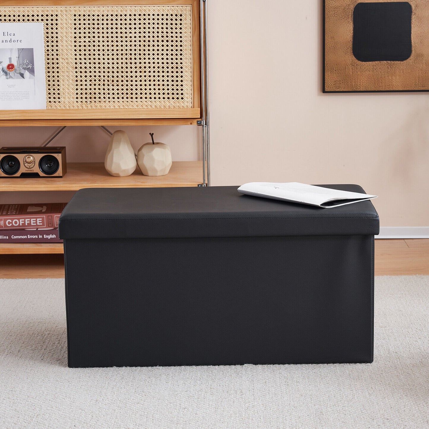 Folding Ottoman Storage Box Pouffe Seat Stool Home Chair Foot stool Bench LINEN