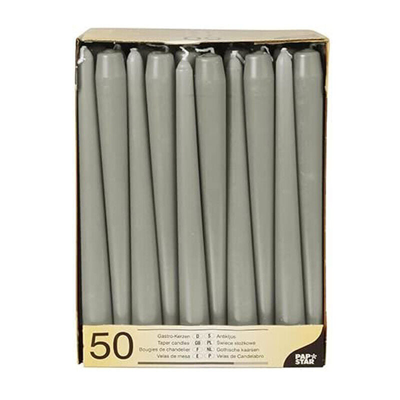 50 pcs Tall Taper Candles Unscented Candle 250mm- UK Stock