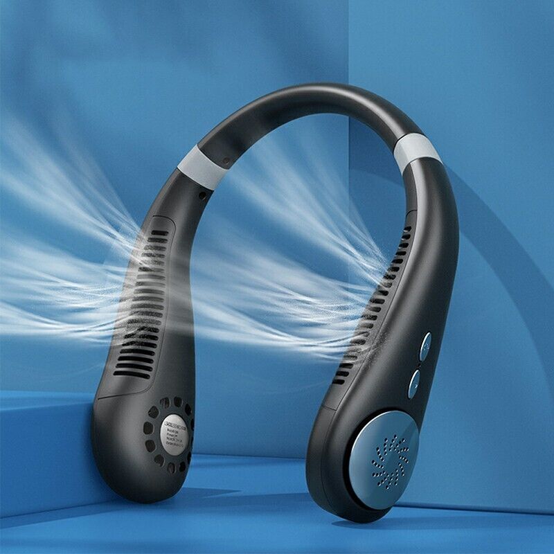 Portable Mini Neck Fan Hanging USB Rechargeable Air Cooler Leafless Fan 2400mah