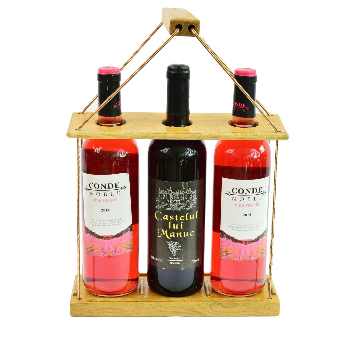 Handmade Wine Case Carrier 3 Bottle With Handle Storage Stand Stylish Durable