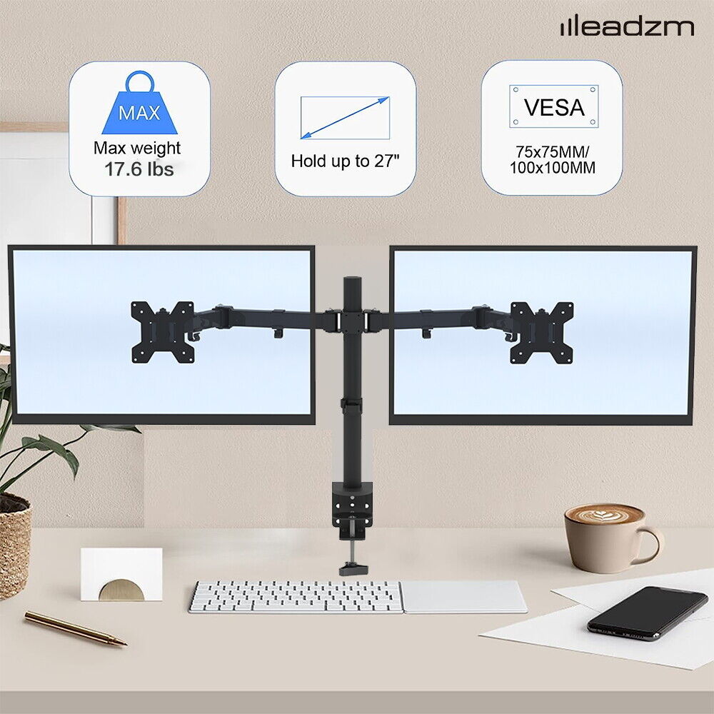 TV Stand Bracket DeskTop Monitor Table Double Fixed or Freestanding 13-27 inch