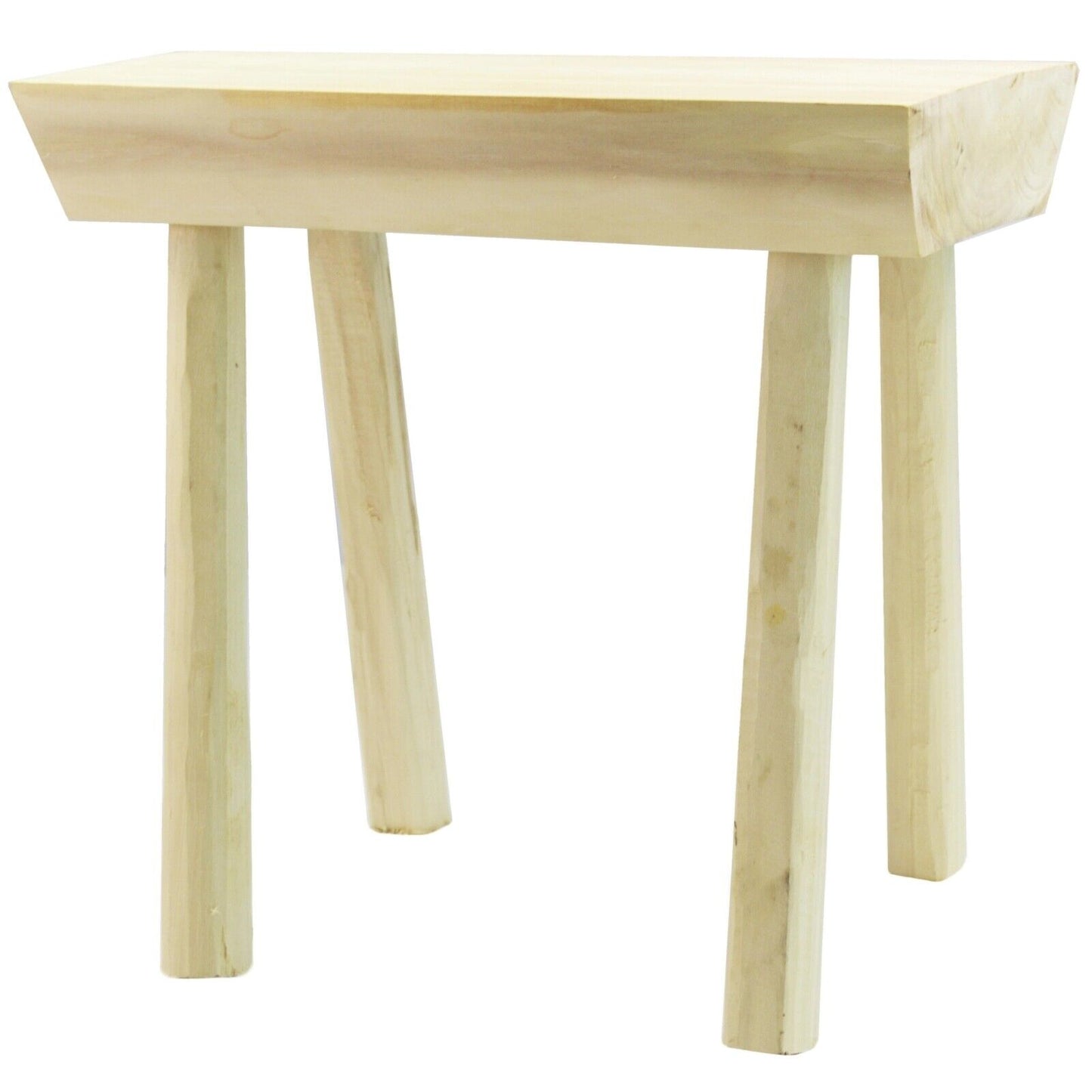 Handmade Wooden Stool Light Brown Traditional Milking Chair Kitchen Rustic Seat