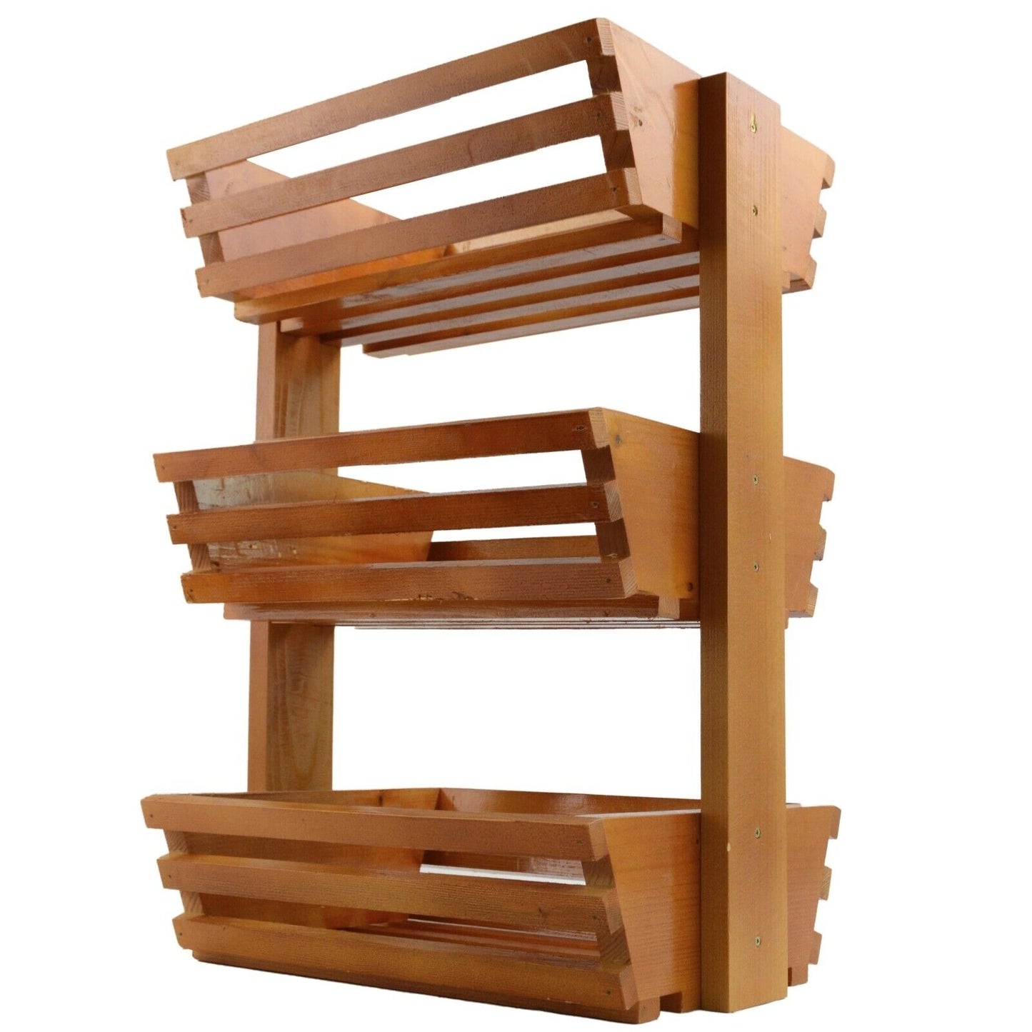 3 Tier Fruit Basket Handmade Natural Wood Holder Rack Vegetable Storage Stand