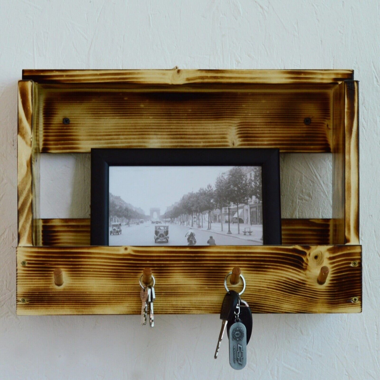 Handmade Wooden Wall Mounted Key Holder Letter Holder Unique Hanger Hooks Rack