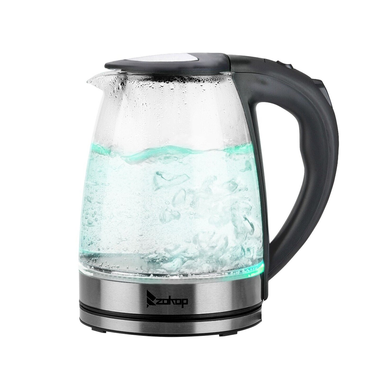 Electric Kettle 220V 2000W 1.8L LED Illuminate 360 Cordless Glass Kettle UK Plug
