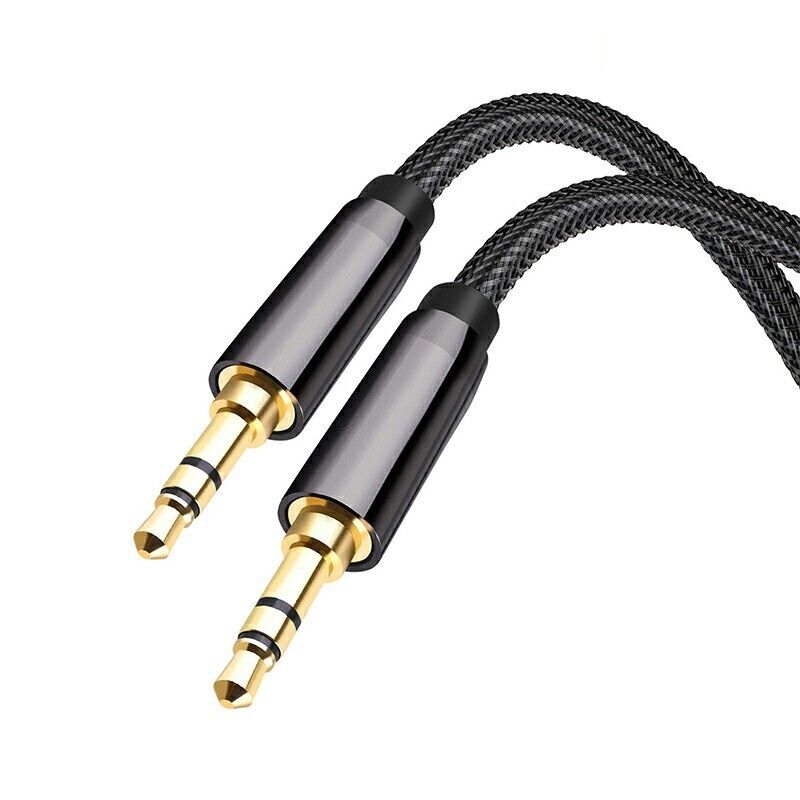 Audio AUX Cable Braided 35mm Jack Wire Stereo for iPhone iPod Headphone CAR UK