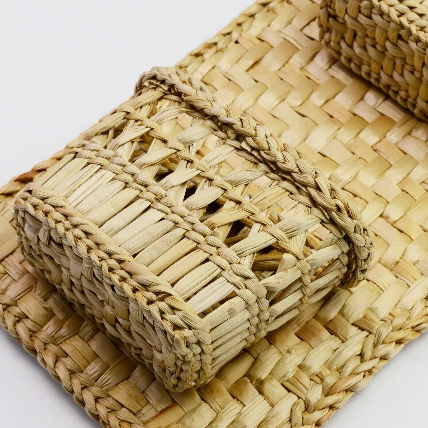 3 Tier Woven Handmade Hanging Hooks Organiser Storage Pocket Wardrobe Basket