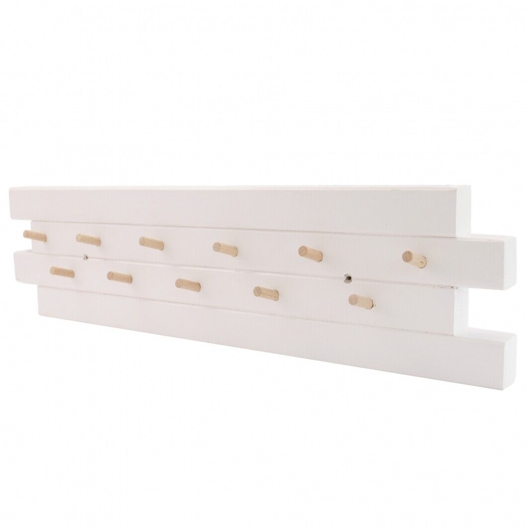 11 Hooks Coat Hat Clothes Robe Holder Rack Hook Wall Hanger Wooden ECO UK