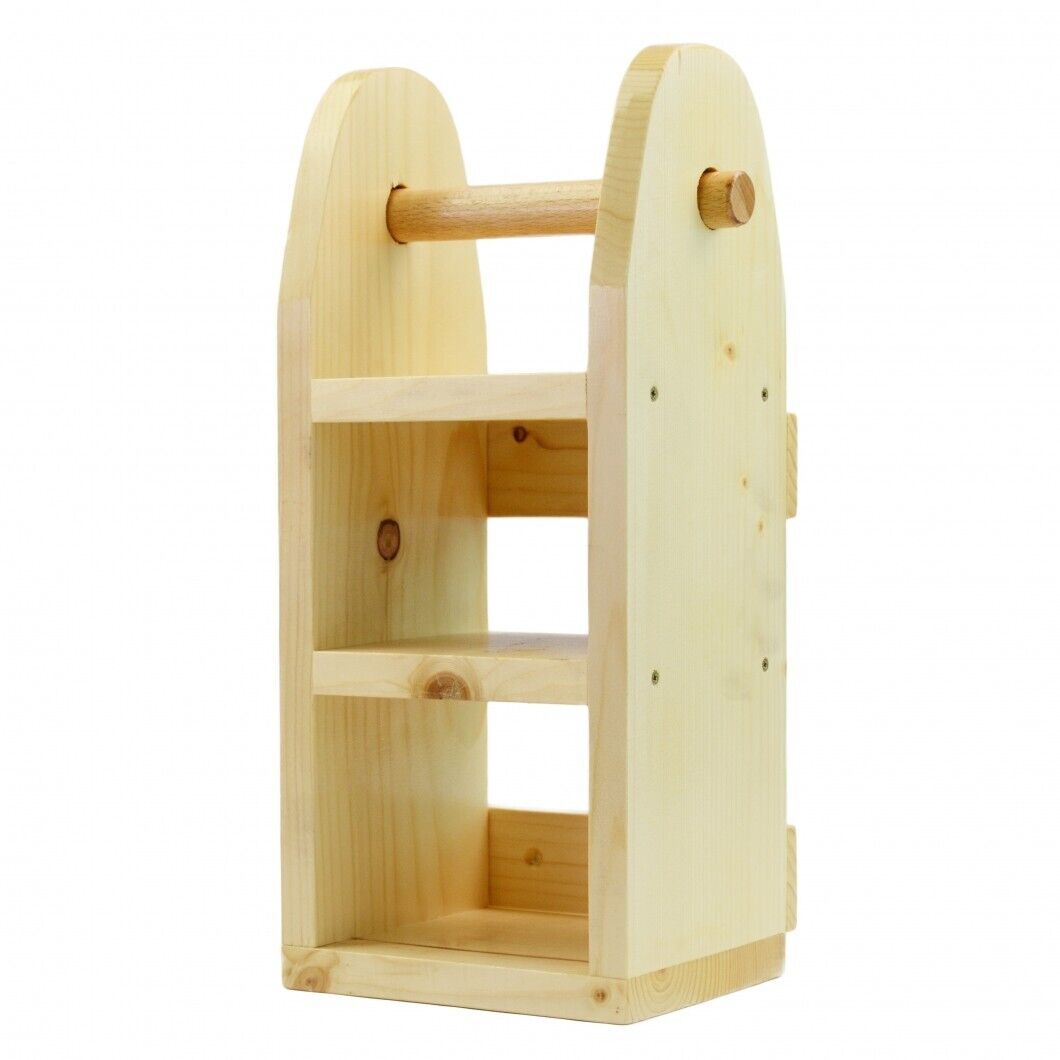 Wooden Toilet Paper Roll Holder Bathroom Storage Shelf Natural Wood Wall Mounted