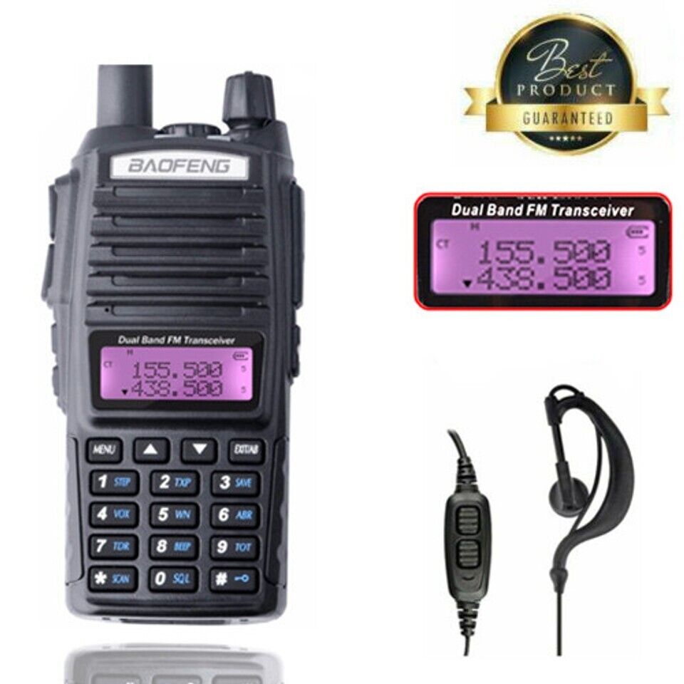 Upgraded BAOFENG UV-82 8W High Power Dual Band VHF/UHF Walkie Talkie + Earpiece