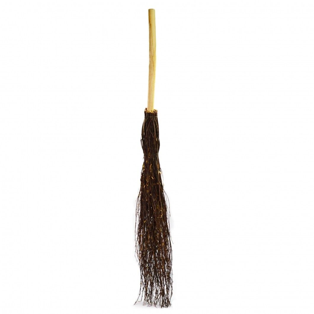 Witches Broomstick Halloween Prop Novelty Branch Broom Handmade Natural Wood