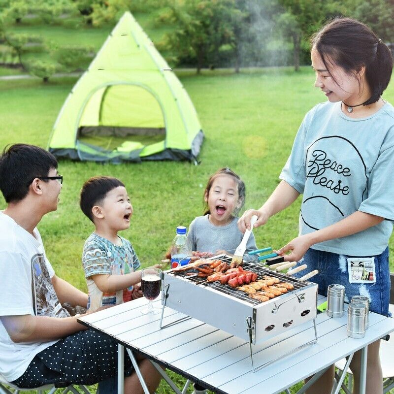 Folding BBQ Charcoal Barbecue Grill Garden Picnic Outdoor Stainless Steel Stove