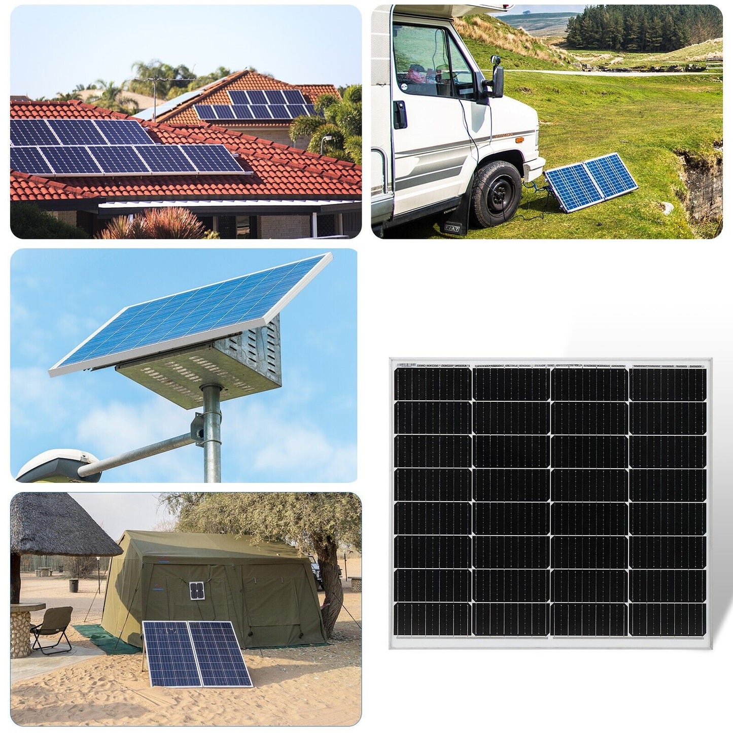 Dokio 120w 18v flexible Mono Solar Panel Kit for Caravan/RV/Boat/Home