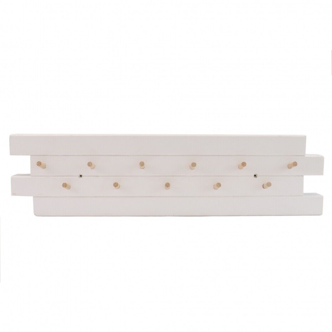 11 Hooks Coat Hat Clothes Robe Holder Rack Hook Wall Hanger Wooden ECO UK