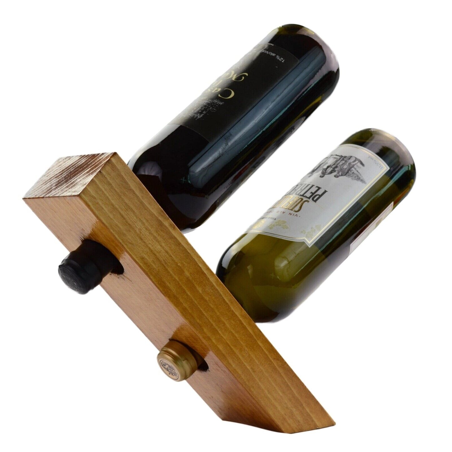 Wooden Wine Rack | Bottle Holder | Free Floating Standing | Natural Wood