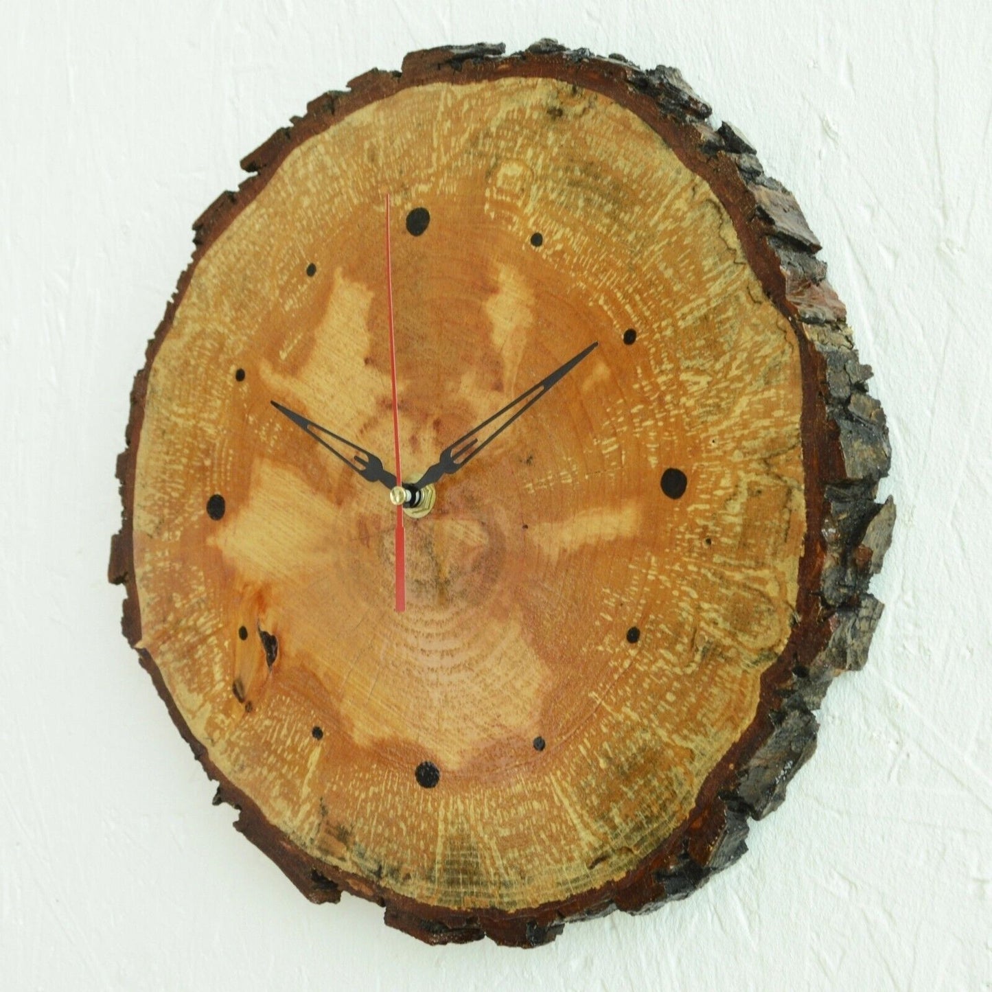 Wooden Rustic Distressed Wall Clock 30cm Diameter Shabby Chic Kitchen