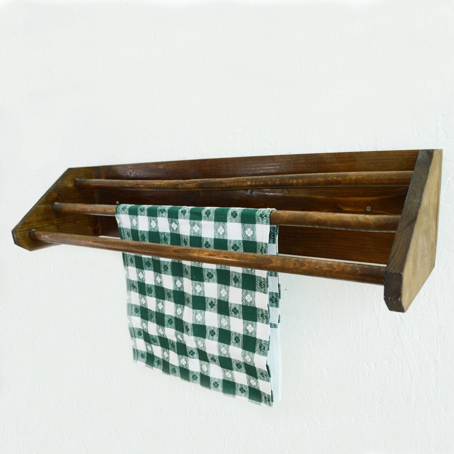Large 3 Tier Bathroom Towel Rail, Bathroom Wooden Towel Rack Handmade Storage
