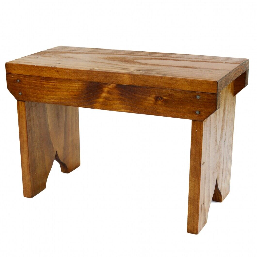 Natural Wooden Step Stool Rustic Shabby Chic Rectangle Seat Multiple Scandinavia