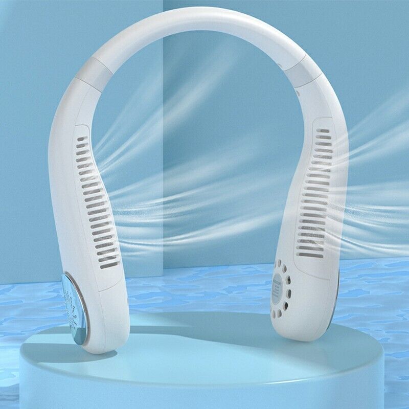 Portable Mini Neck Fan Hanging USB Rechargeable Air Cooler Leafless Fan 2400mah