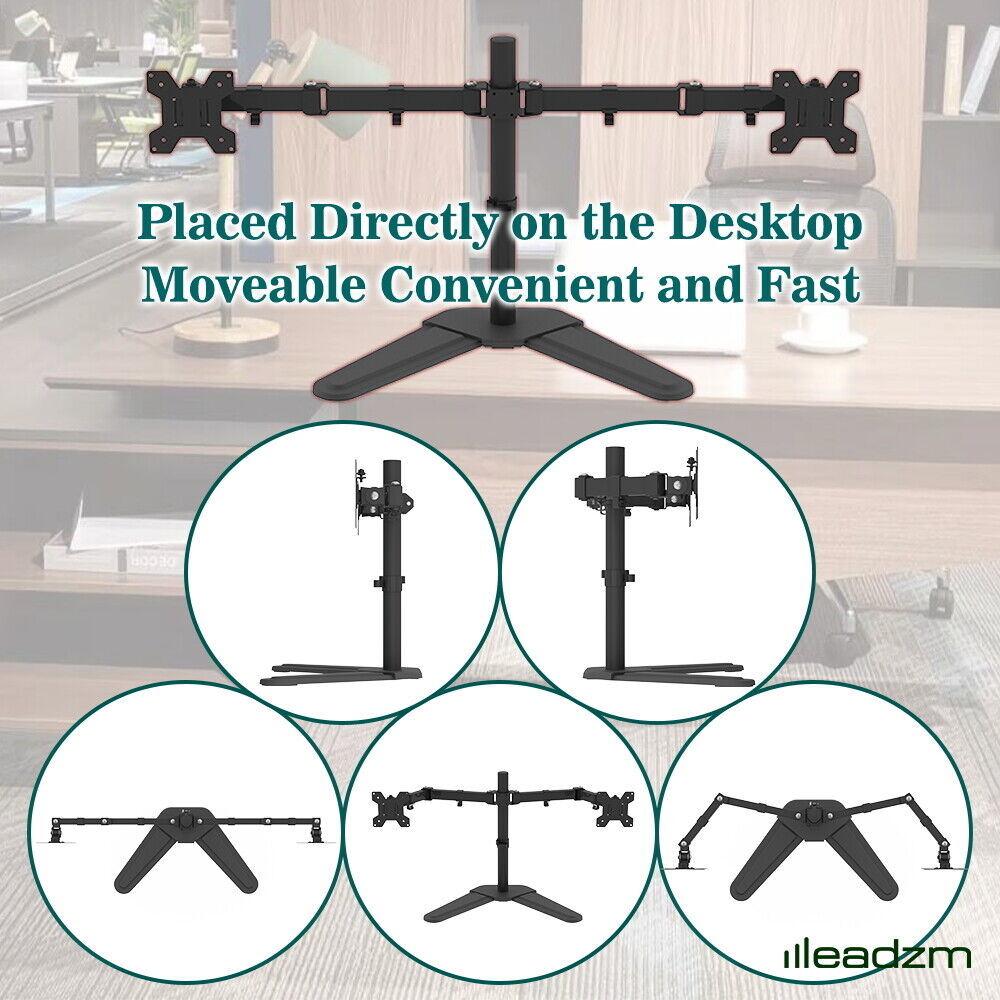 TV Stand Bracket DeskTop Monitor Table Double Fixed or Freestanding 13-27 inch