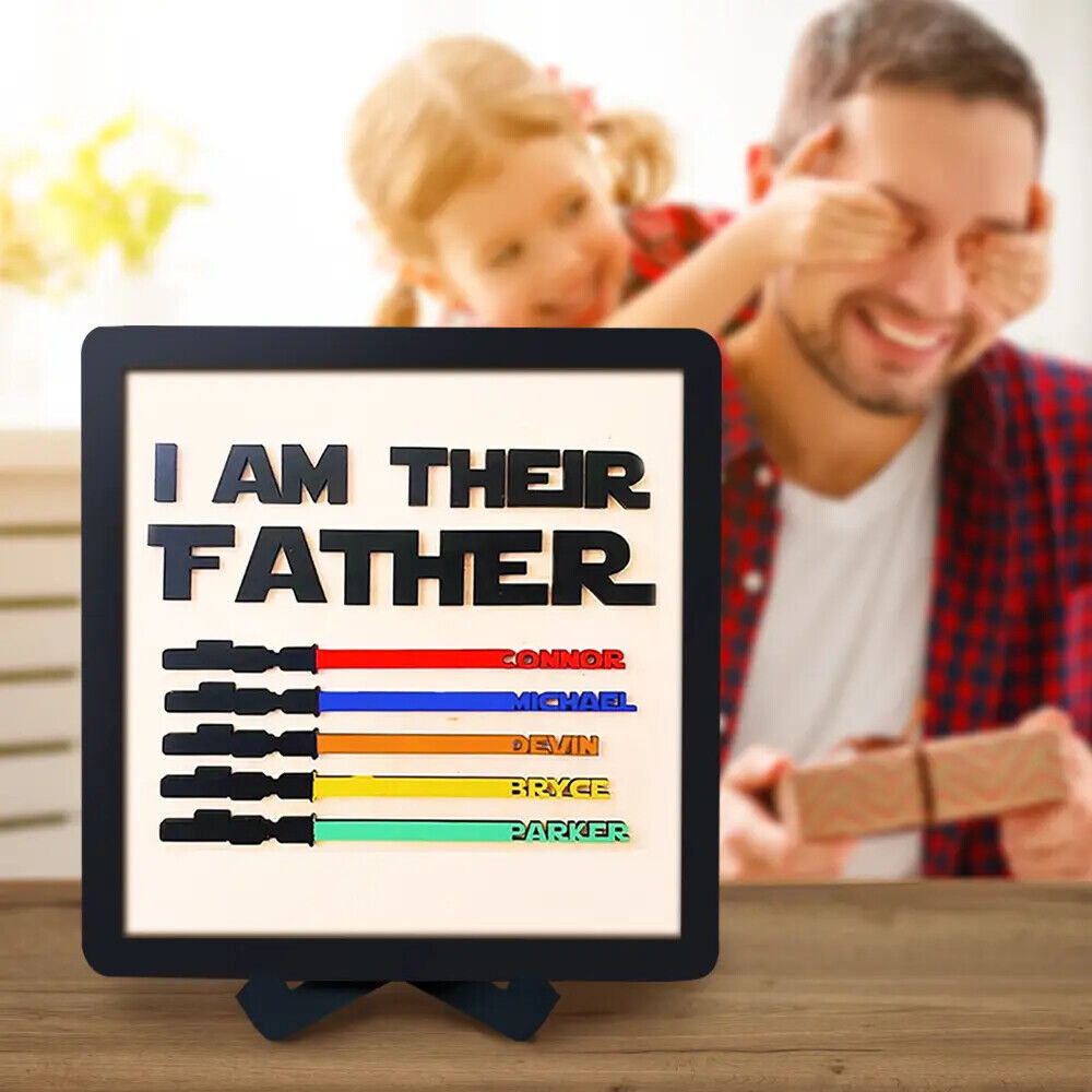 Personalised Fathers Day Dad Gifts Wars Light Sabers Family Names Sign Decor