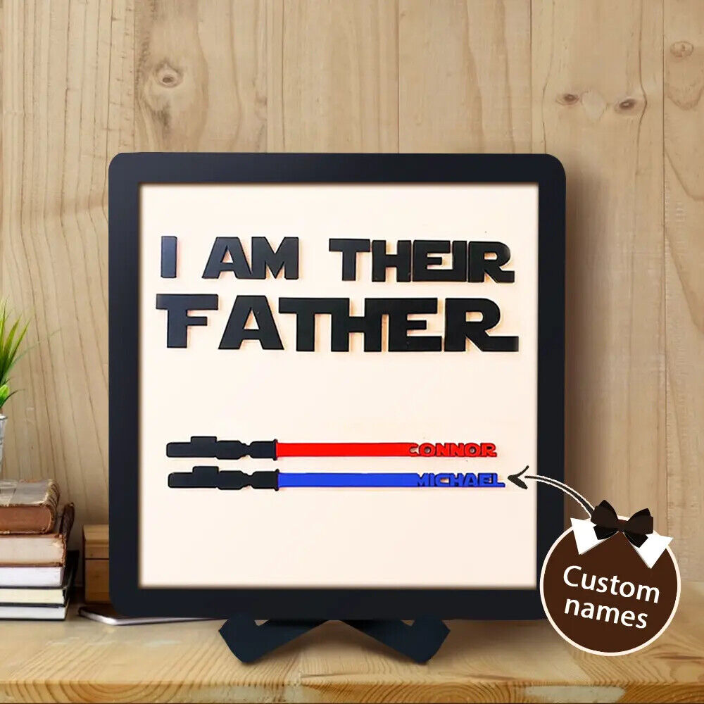 Personalised Fathers Day Dad Gifts Wars Light Sabers Family Names Sign Decor