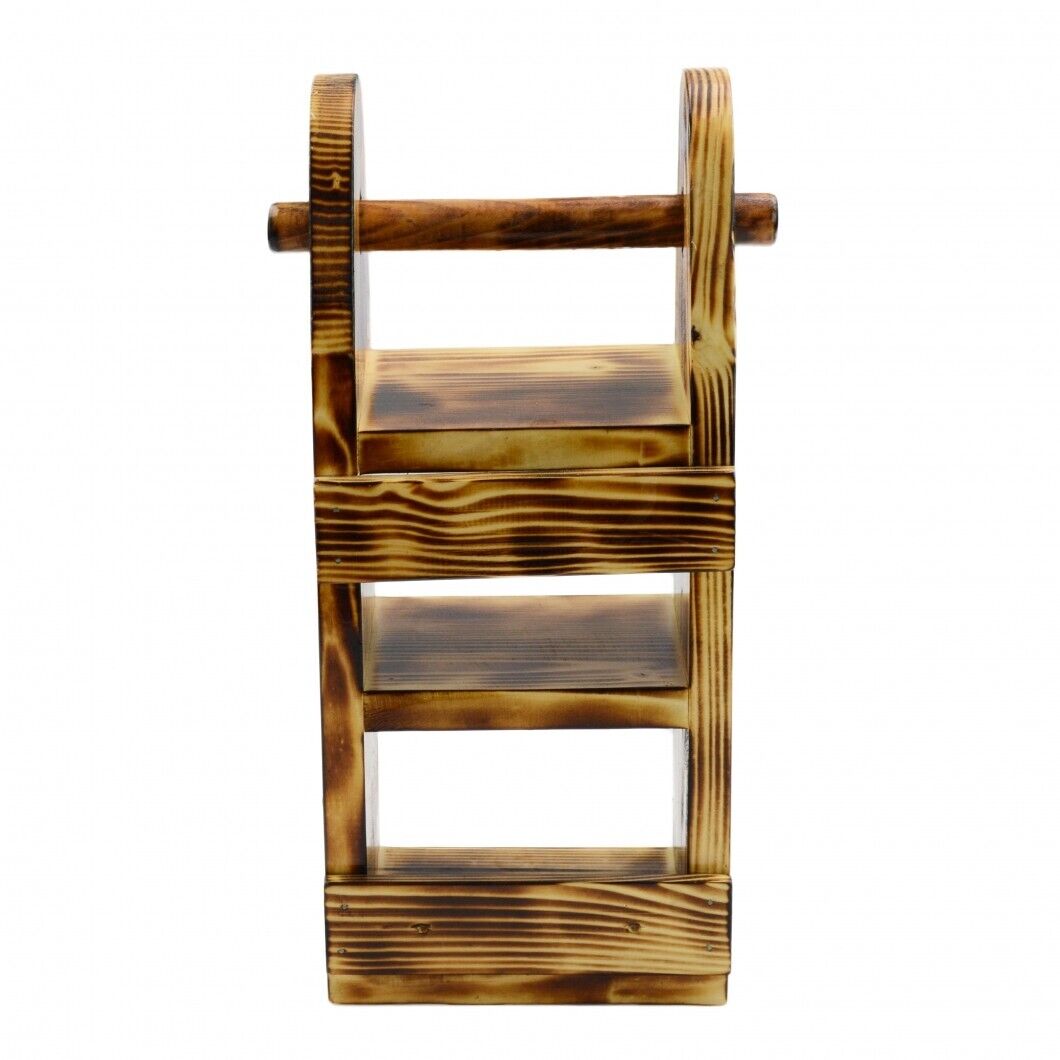 Wooden Toilet Paper Roll Holder Bathroom Storage Shelf Natural Wood Wall Mounted