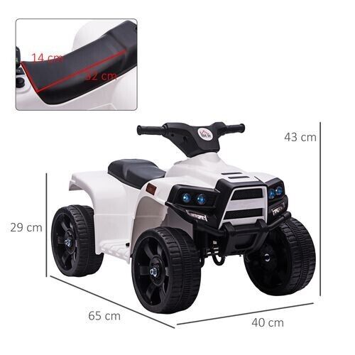 HOMCOM 6V Kids Electric Ride on Car Toddler Quad Bike ATV for 18-36 month White