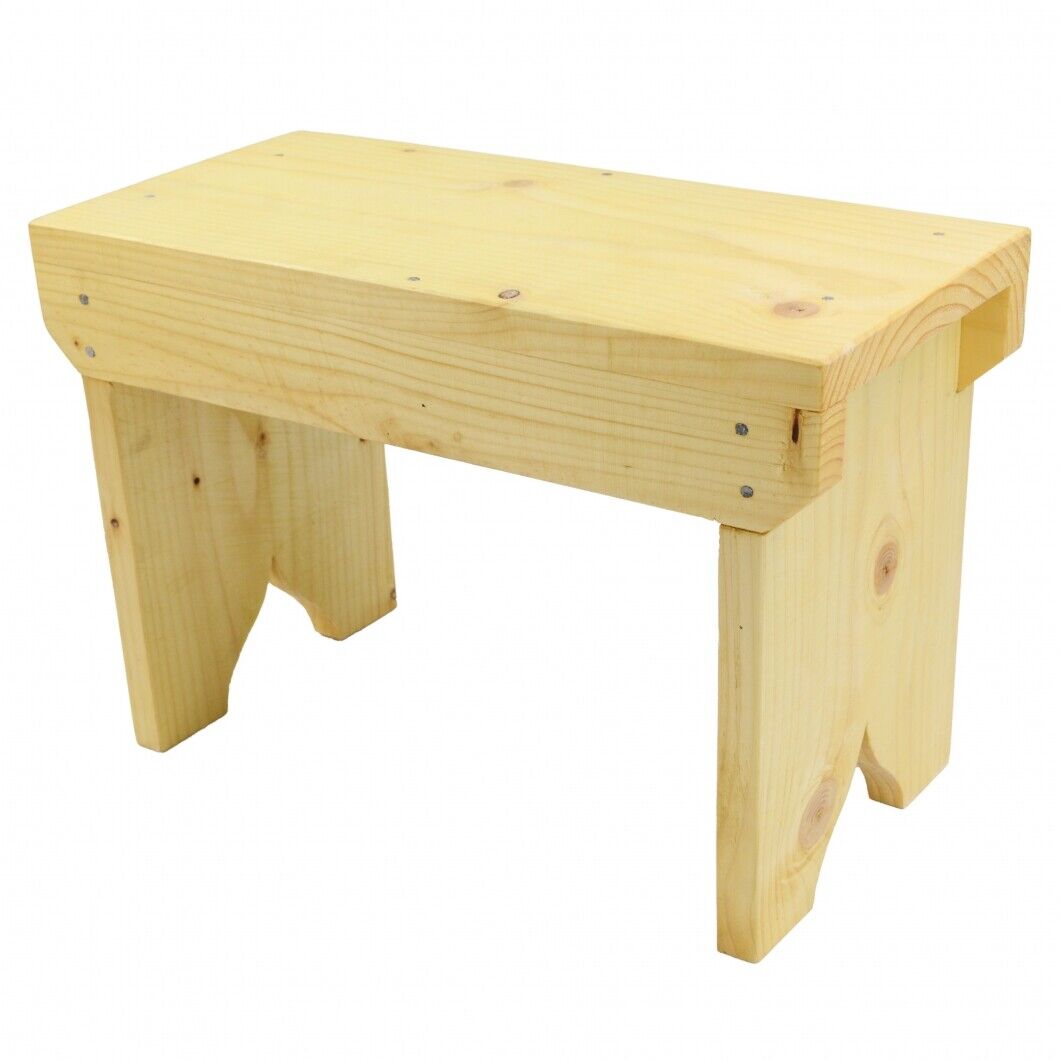 Natural Wooden Step Stool Rustic Shabby Chic Rectangle Seat Multiple Scandinavia