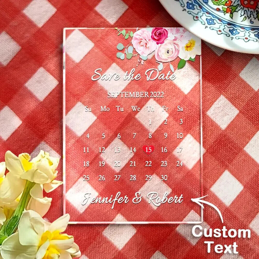 Personalised Acrylic Heart Wedding Calendar Plaque Birthday Anniversary Gift