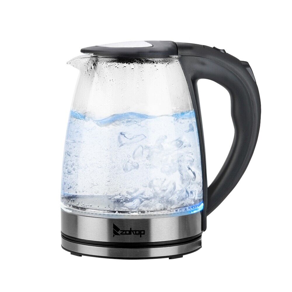 Electric Kettle 220V 2000W 1.8L LED Illuminate 360 Cordless Glass Kettle UK Plug