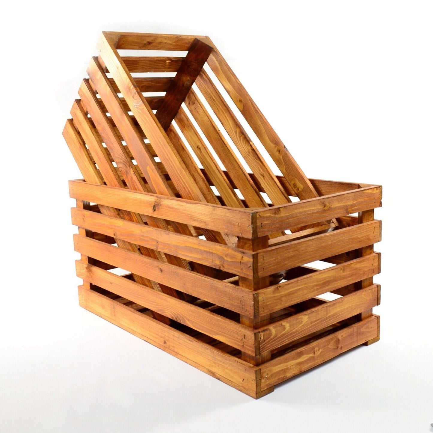 LARGE STRONG VINTAGE WOODEN APPLE BOX STORAGE FRUIT CRATES BOX SHABBY CHIC ..