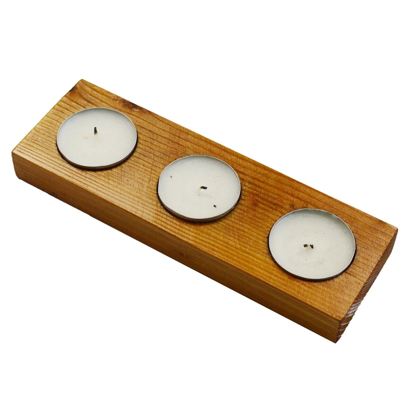 Candle Holder Holds 3 Wooden Tray, Tealight Vintage Candlestick Handmade UK
