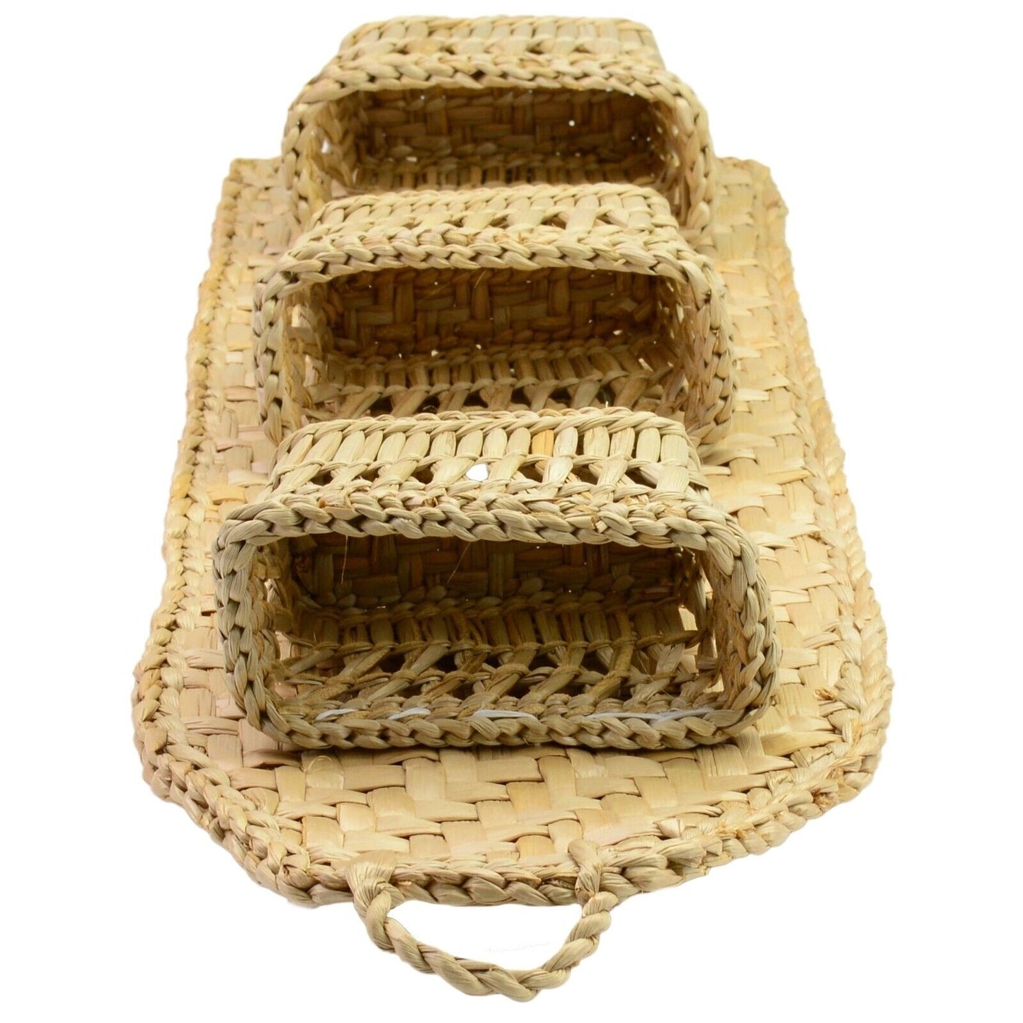 3 Tier Woven Handmade Hanging Hooks Organiser Storage Pocket Wardrobe Basket