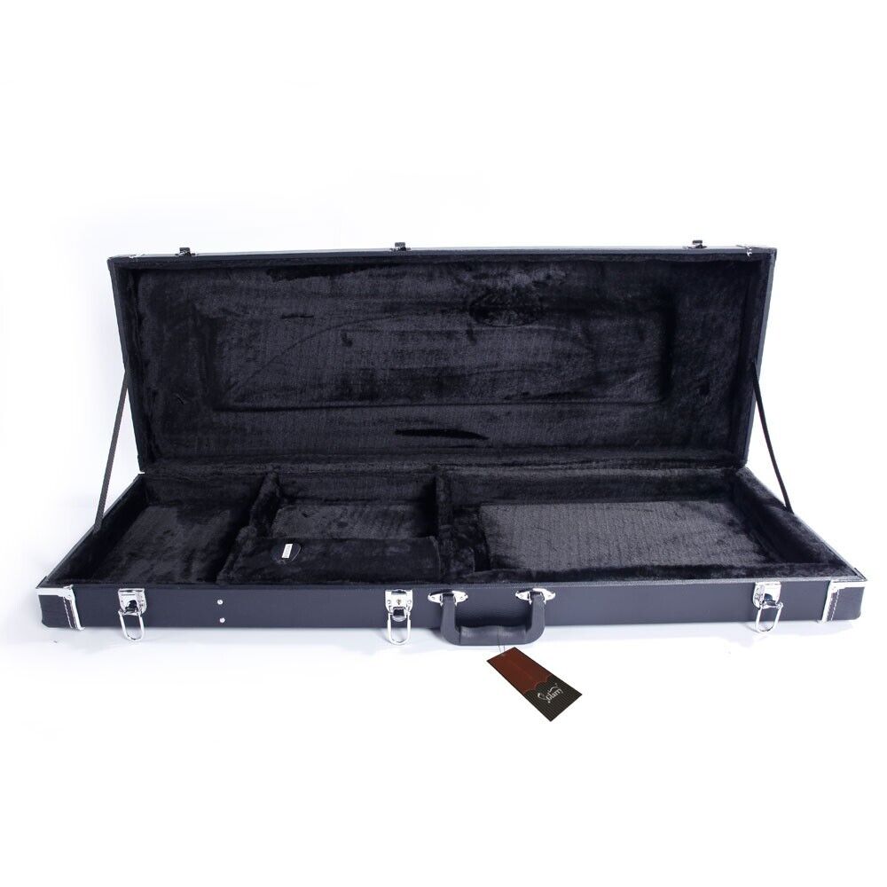 Glarry Microgroove Leather Electric Guitar Hardshell Case Black Square Lockable