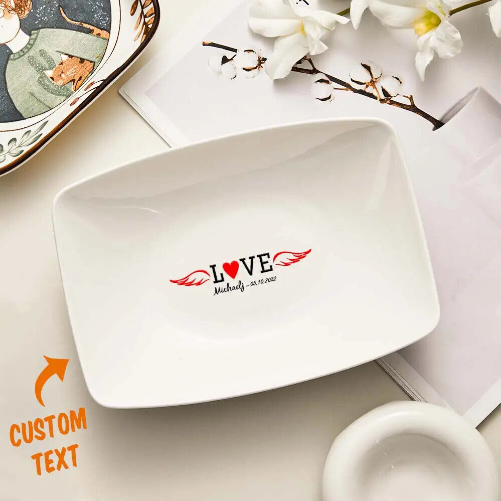 Personalized Name Platters Engraved Flower Tableware Plate
