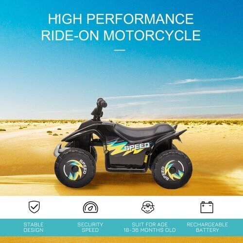 HOMCOM 6V Kids Electric Ride on Car Toddler Quad Bike With Big Wheels Black