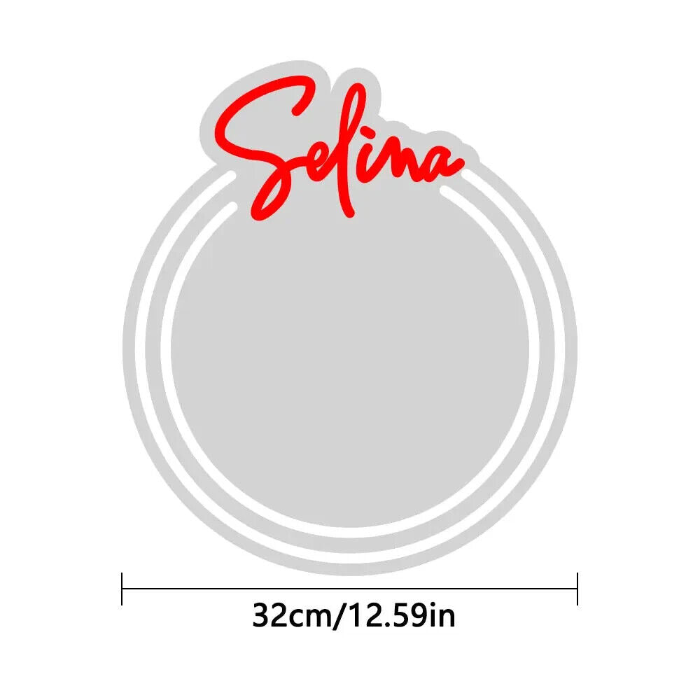 Personalised Name Mirror Sign, LED Custom Colour Dimmable Bathroom Sign