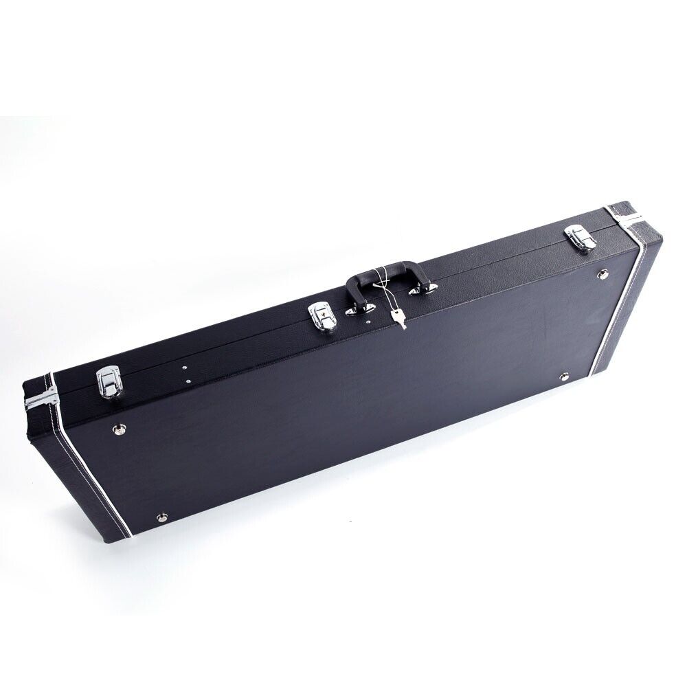 Glarry Microgroove Leather Electric Guitar Hardshell Case Black Square Lockable