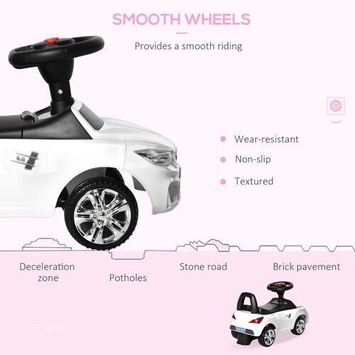 HOMCOM Ride on Car Baby Toddler Walker Foot to Floor Sliding Car Slider White