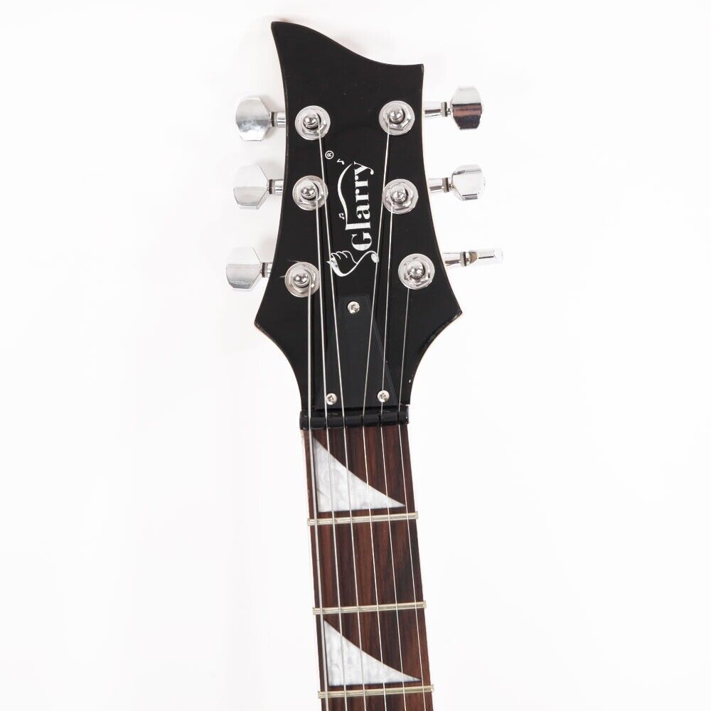 Glarry Flame 24-Frets Electric Guitar Full Set with Bag Pick Strap Tool Black