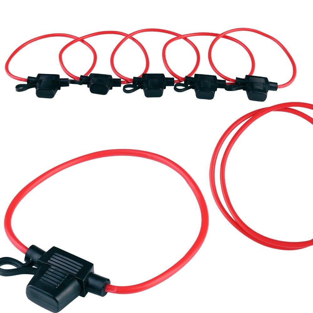 5 Pcs Inline Fuse Holder to Accept 12V 30A Mini Blade Fuses Splash Proof Car Van