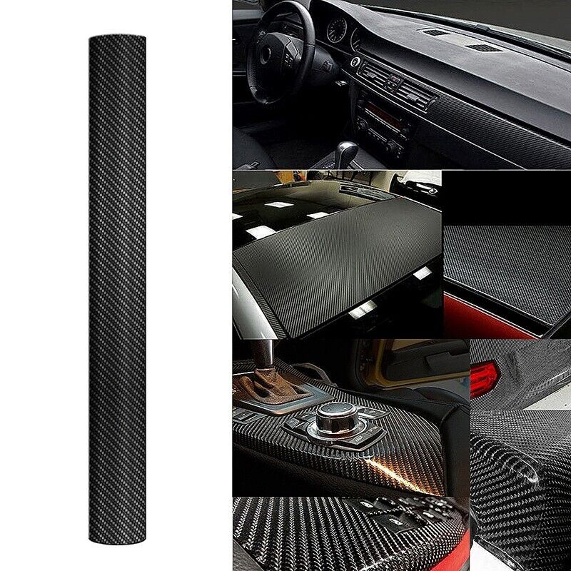 30x152cm PVC 5D Carbon Fiber Vinyl Foil Film Car Wrap Roll Sticker Decal Black