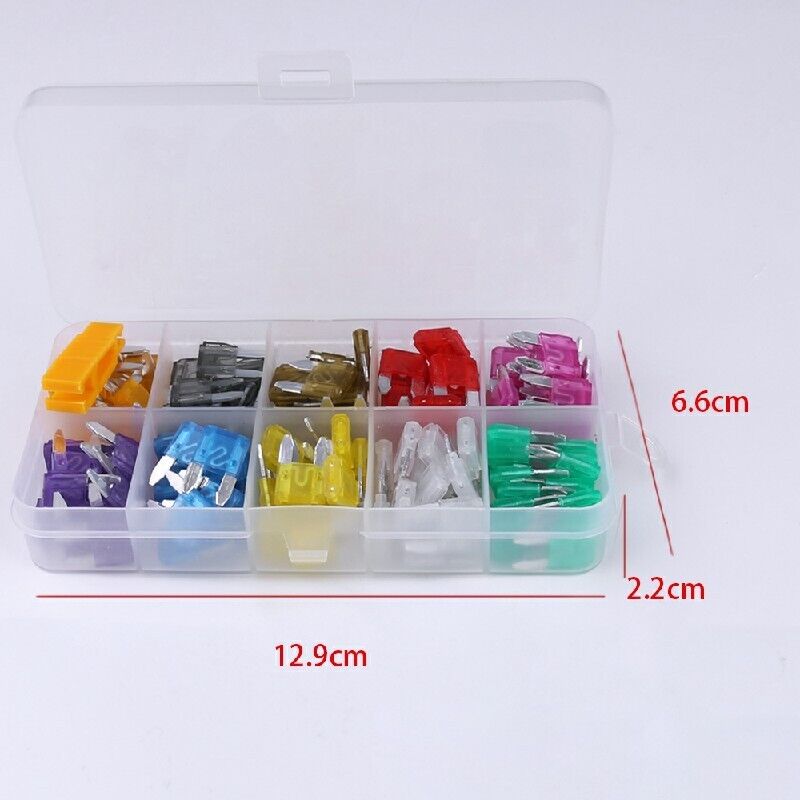 120Pcs Mini Blade Fuses Boxed Assorted Car Van Bike Fuse Set 5 10 15 20 25 30A