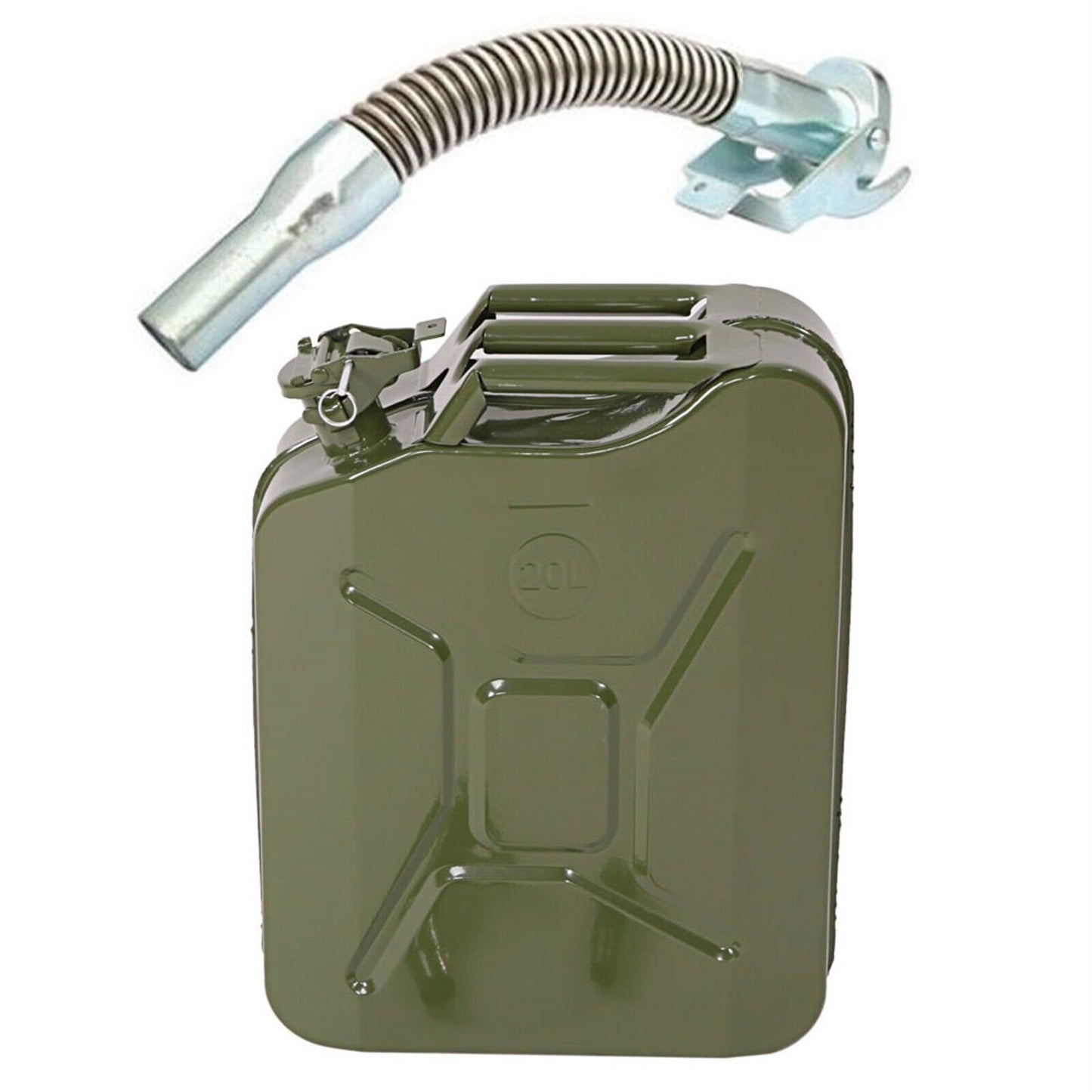 20L Metal Jerry Can Green Car Storage Fuel Petrol Diesel Container & Flexi Spout