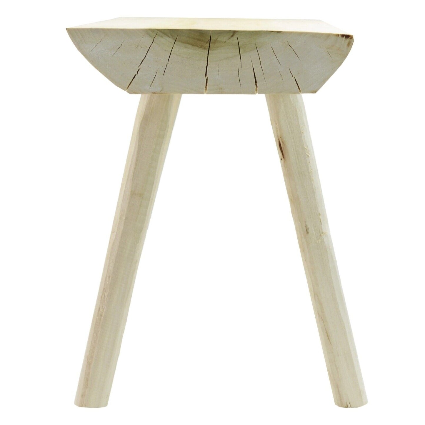 Handmade Wooden Stool Light Brown Traditional Milking Chair Kitchen Rustic Seat