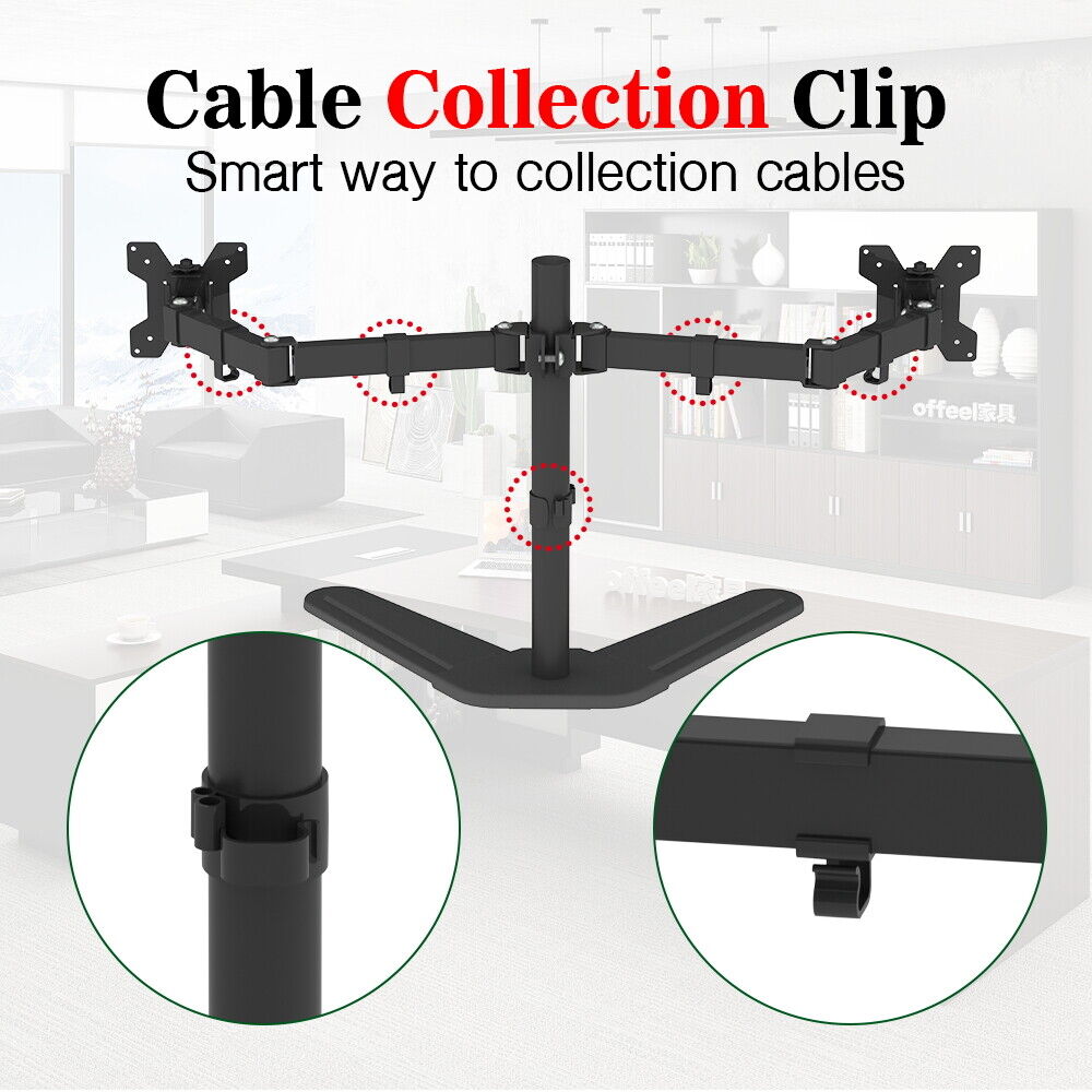 TV Stand Bracket DeskTop Monitor Table Double Fixed or Freestanding 13-27 inch