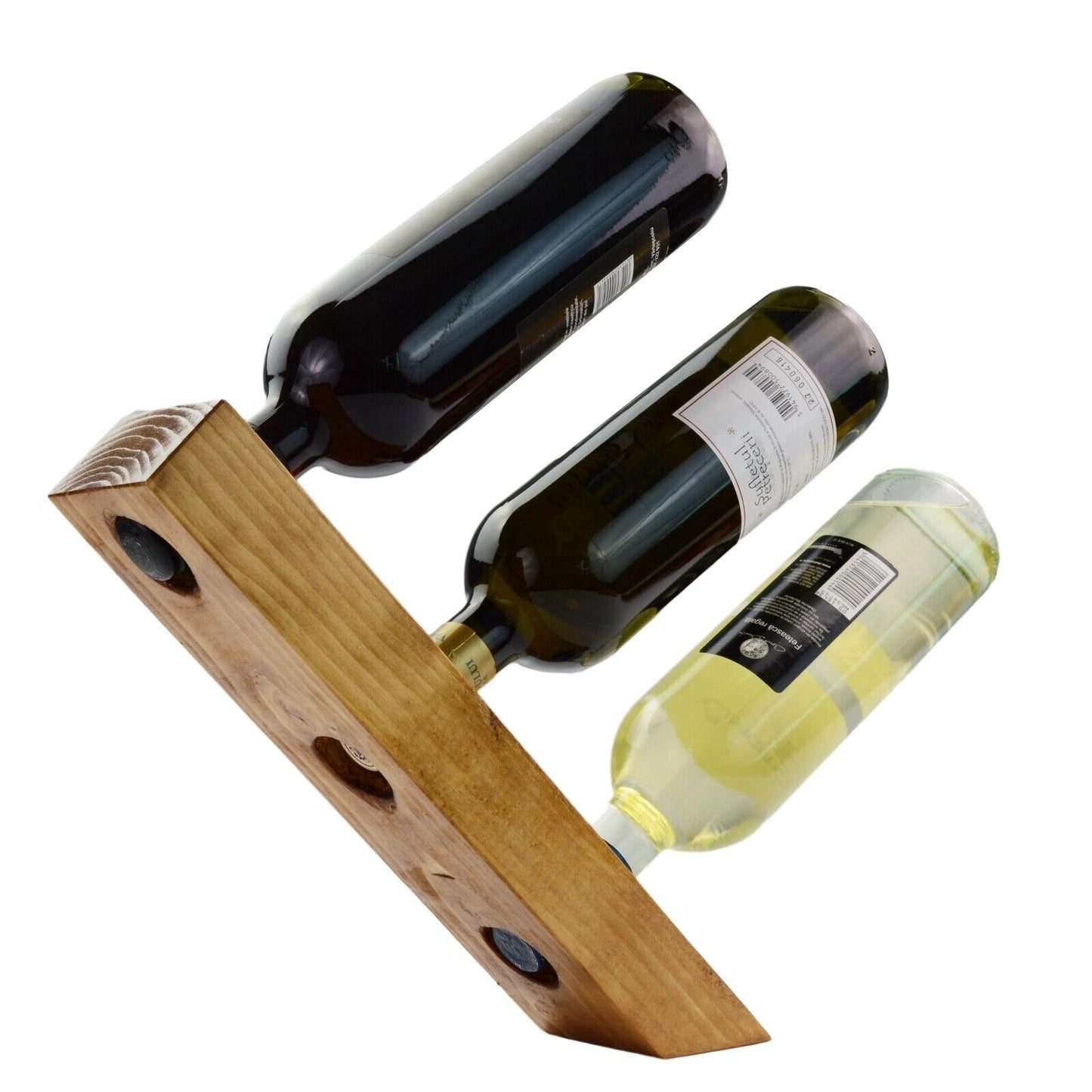 Wooden Wine Rack | Bottle Holder | Free Floating Standing | Natural Wood