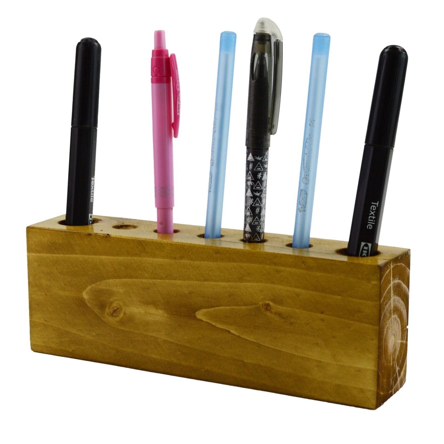 Wooden Pen Pencil Storage Holder Handmade Rustic Table Desk Organizer Tidy