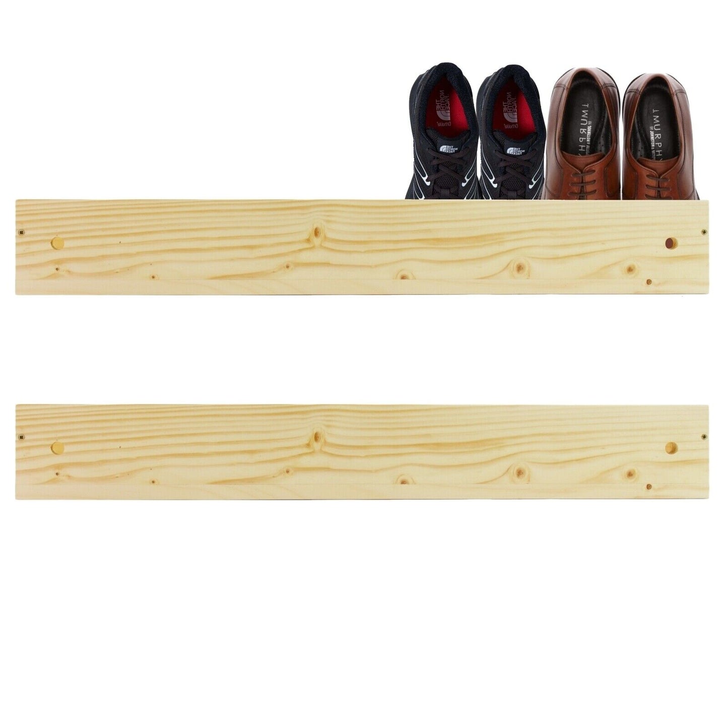 Wooden Shoe Rack Storage Floating Stand Organiser Shelf Unit Wall Mounted Pine